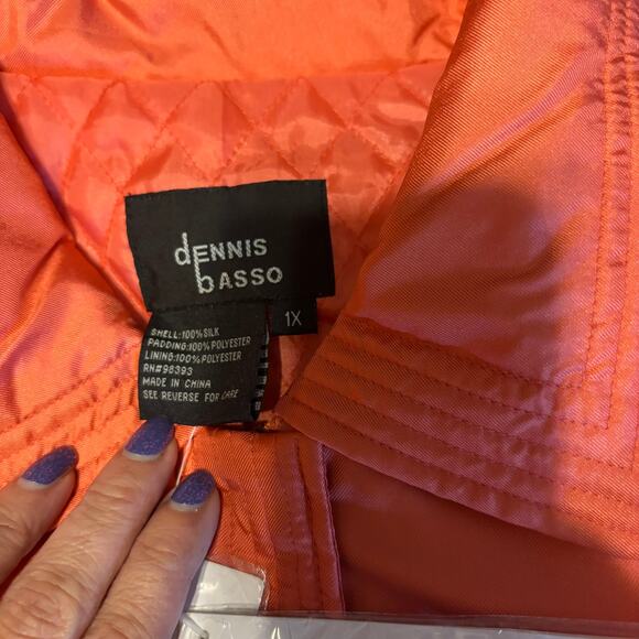 NWT Dennis Basso 100% Silk Jacket Full Zip Salmon Pink Orange Womens 1X QVC - Picture 6 of 8